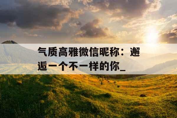 气质高雅微信昵称：邂逅一个不一样的你_