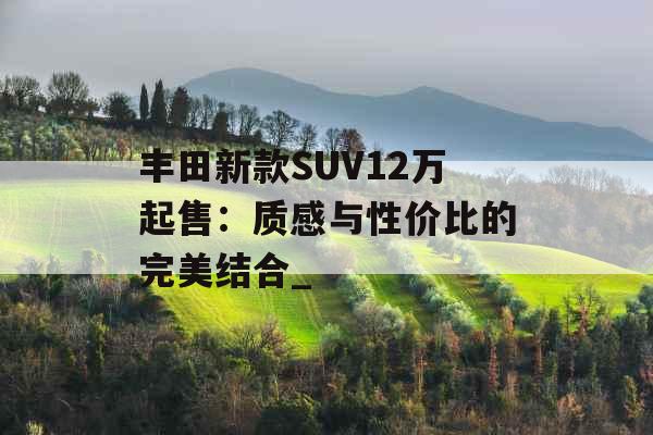 丰田新款SUV12万起售：质感与性价比的完美结合_