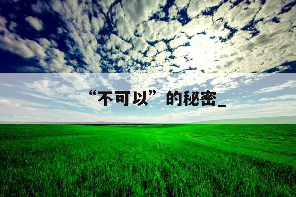 “不可以”的秘密_