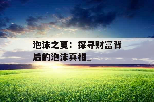 泡沫之夏：探寻财富背后的泡沫真相_