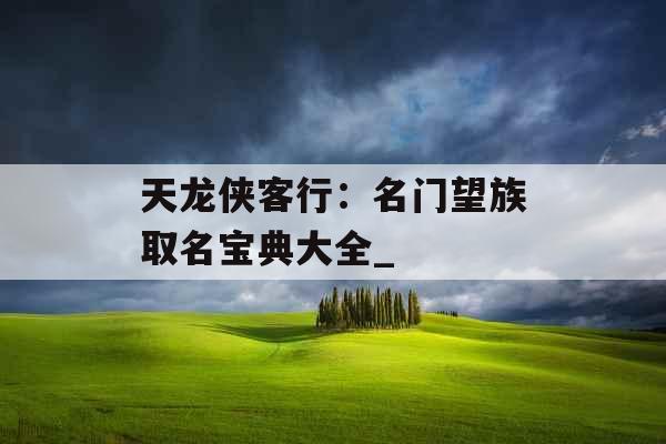 天龙侠客行：名门望族取名宝典大全_