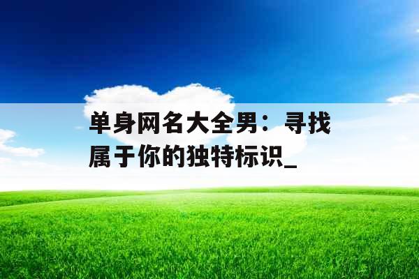 单身网名大全男：寻找属于你的独特标识_