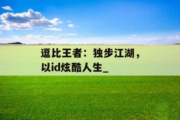 逗比王者：独步江湖，以id炫酷人生_