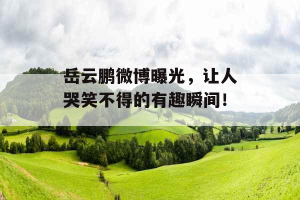 岳云鹏微博曝光，让人哭笑不得的有趣瞬间！_