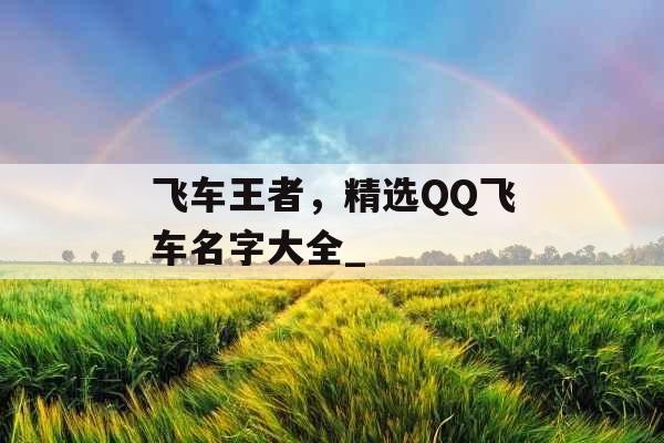 飞车王者，精选QQ飞车名字大全_