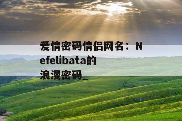 爱情密码情侣网名：Nefelibata的浪漫密码_