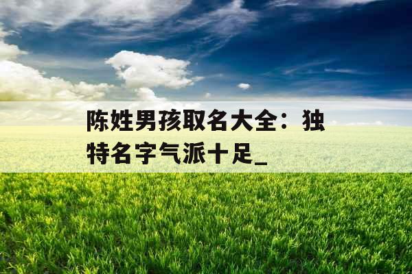 陈姓男孩取名大全：独特名字气派十足_