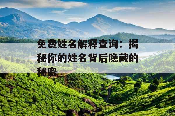 免费姓名解释查询：揭秘你的姓名背后隐藏的秘密_