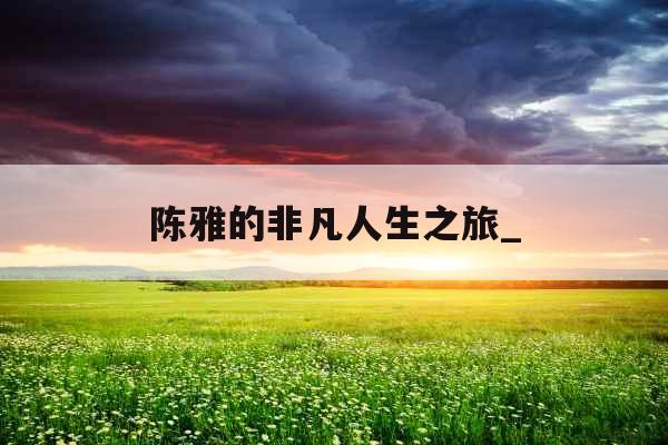 陈雅的非凡人生之旅_