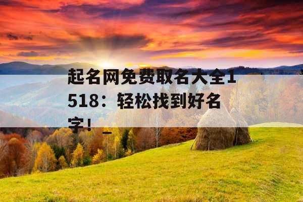起名网免费取名大全1518：轻松找到好名字！_