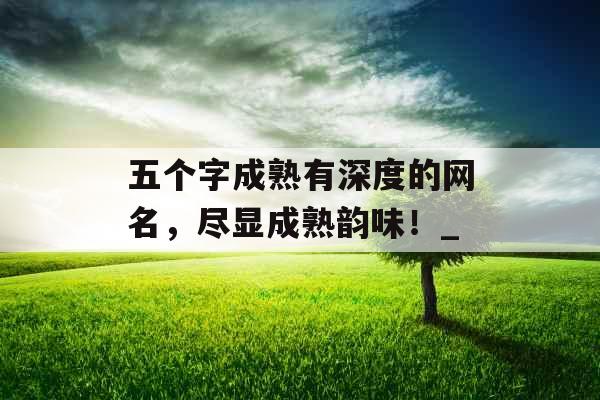 五个字成熟有深度的网名，尽显成熟韵味！_