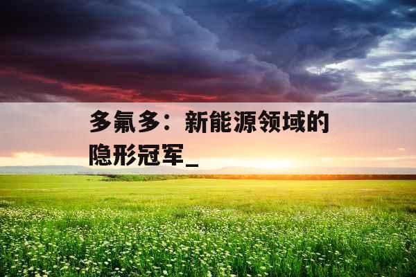 多氟多：新能源领域的隐形冠军_