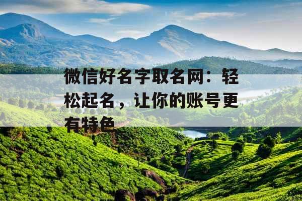 微信好名字取名网：轻松起名，让你的账号更有特色_