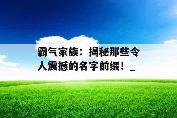 霸气家族：揭秘那些令人震撼的名字前缀！_