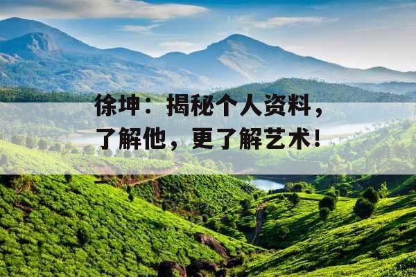 徐坤：揭秘个人资料，了解他，更了解艺术！_