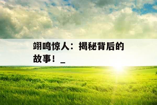 翊鸣惊人：揭秘背后的故事！_