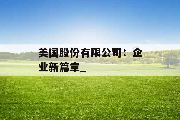 美国股份有限公司：企业新篇章_