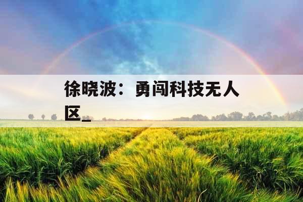 徐晓波：勇闯科技无人区_