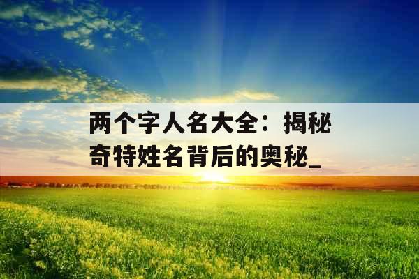 两个字人名大全：揭秘奇特姓名背后的奥秘_