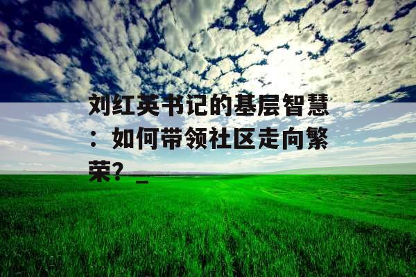 刘红英书记的基层智慧：如何带领社区走向繁荣？_