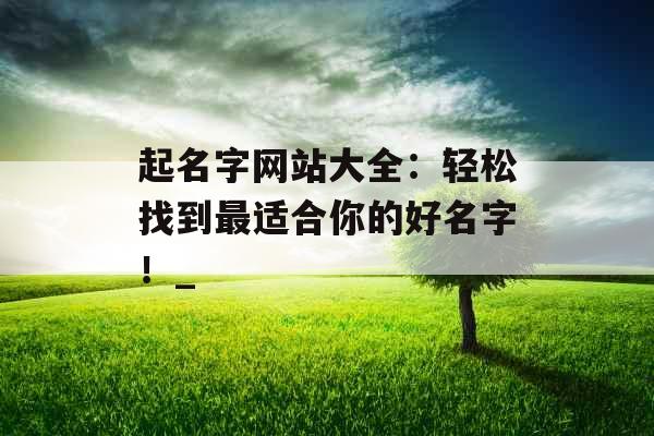 起名字网站大全：轻松找到最适合你的好名字！_