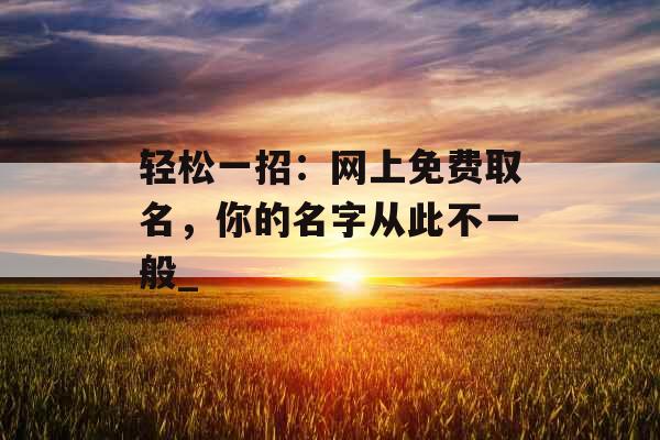 轻松一招：网上免费取名，你的名字从此不一般_