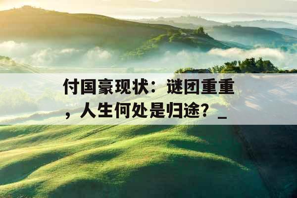 付国豪现状：谜团重重，人生何处是归途？_