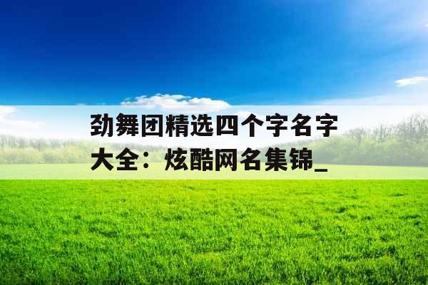 劲舞团精选四个字名字大全：炫酷网名集锦_