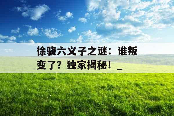 徐骁六义子之谜：谁叛变了？独家揭秘！_