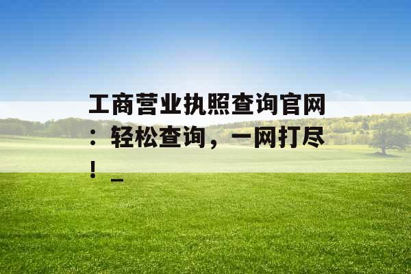 工商营业执照查询官网：轻松查询，一网打尽！_