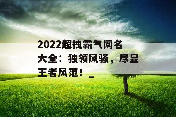 2022超拽霸气网名大全：独领风骚，尽显王者风范！_