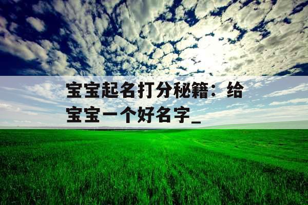 宝宝起名打分秘籍：给宝宝一个好名字_