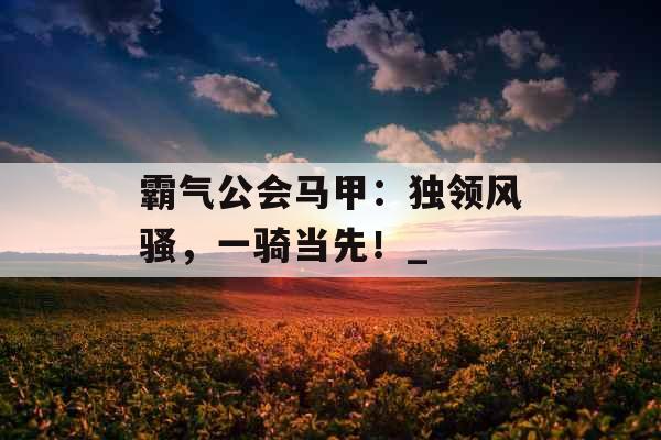 霸气公会马甲：独领风骚，一骑当先！_