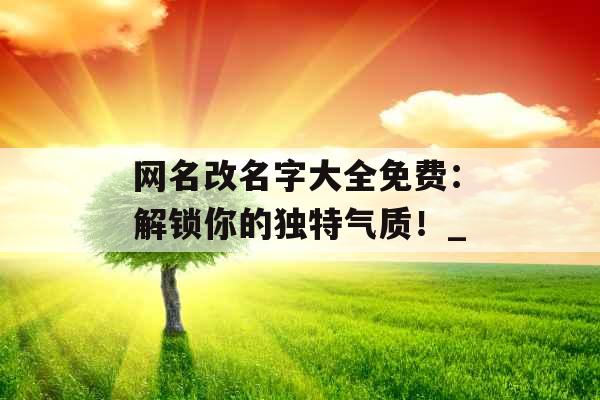 网名改名字大全免费：解锁你的独特气质！_