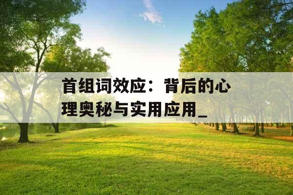 首组词效应：背后的心理奥秘与实用应用_