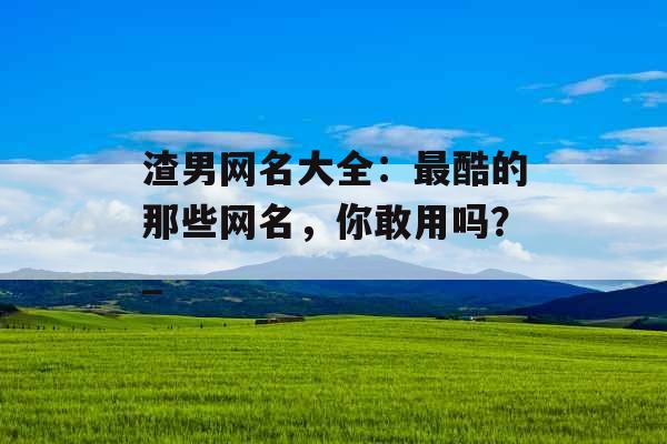 渣男网名大全：最酷的那些网名，你敢用吗？_