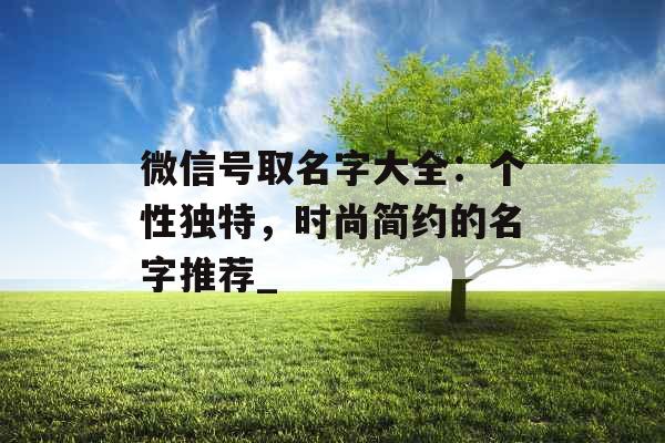 微信号取名字大全：个性独特，时尚简约的名字推荐_