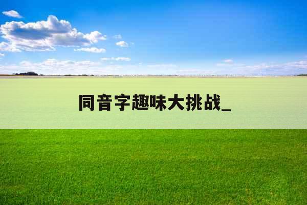 同音字趣味大挑战_