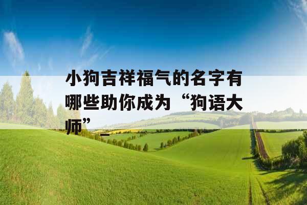 小狗吉祥福气的名字有哪些助你成为“狗语大师”_