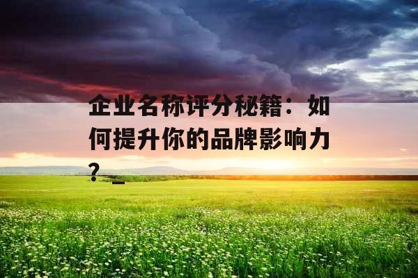 企业名称评分秘籍：如何提升你的品牌影响力？_