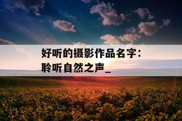 好听的摄影作品名字：聆听自然之声_