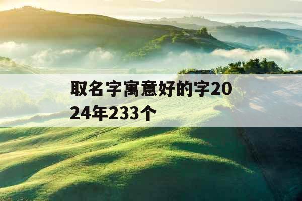 取名字寓意好的字2024年233个