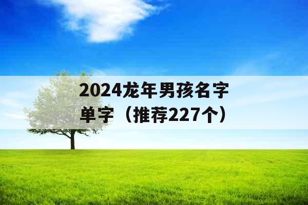 2024龙年男孩名字单字（推荐227个）