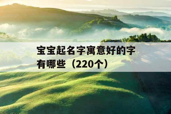 宝宝起名字寓意好的字有哪些（220个）