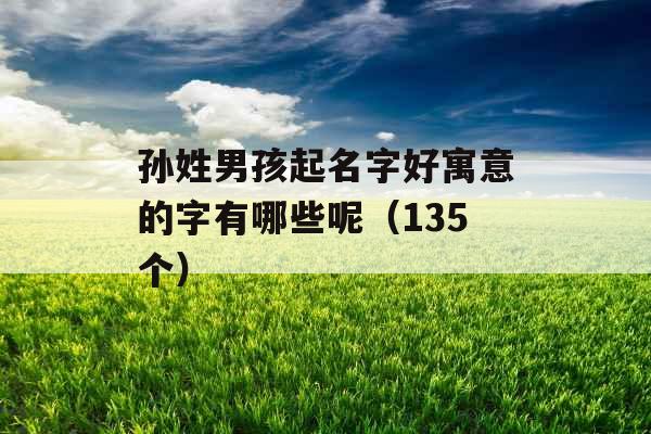孙姓男孩起名字好寓意的字有哪些呢（135个）