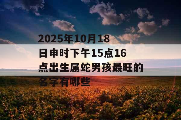 2025年10月18日申时下午15点16点出生属蛇男孩最旺的名字有哪些