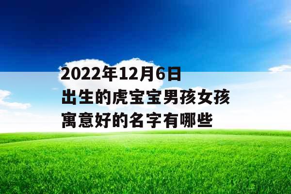 2022年12月6日出生的虎宝宝男孩女孩寓意好的名字有哪些 2022年12月6日出生的虎宝宝男孩女孩寓意好的名字有哪些