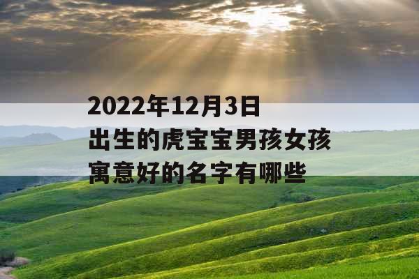 2022年12月3日出生的虎宝宝男孩女孩寓意好的名字有哪些 2022年12月3日出生的虎宝宝男孩女孩寓意好的名字有哪些