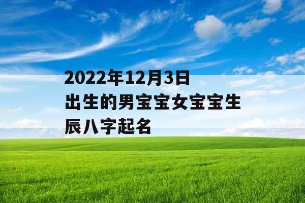 2022年12月3日出生的男宝宝女宝宝生辰八字起名 2022年12月3日出生的男宝宝女宝宝生辰八字起名