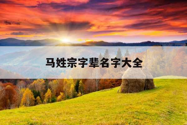 马姓宗字辈名字大全 马姓宗字辈名字大全